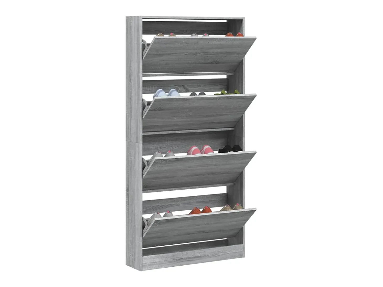 Mueble zapatero 4 cajones abatibles gris Sonoma 80x21x163,5 cm ES297214