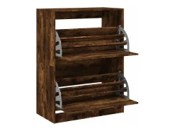 Mueble zapatero 2 cajones abatibles roble ahumado 80x42x108 cm ES807671