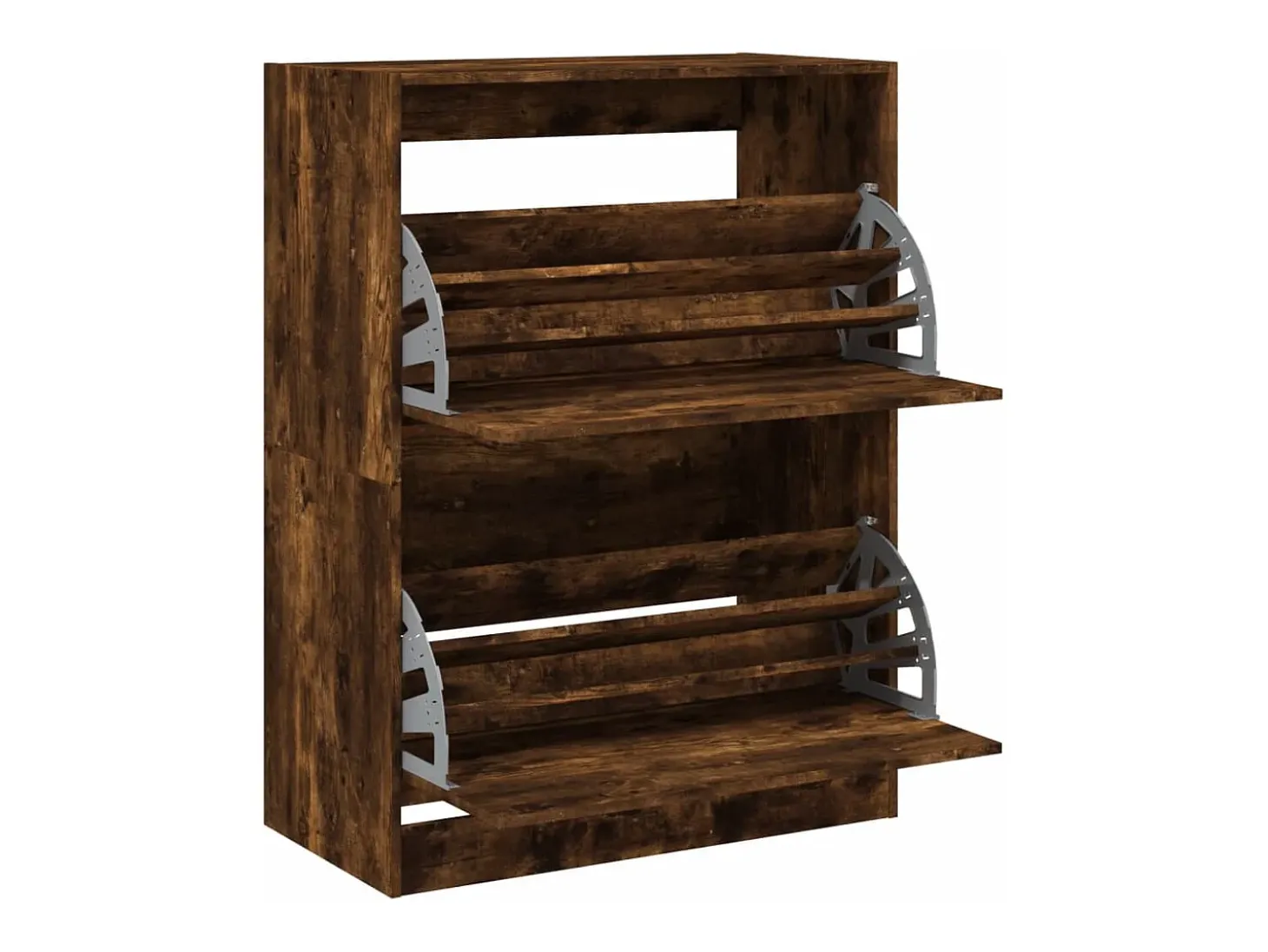 Mueble zapatero 2 cajones abatibles roble ahumado 80x42x108 cm ES807671