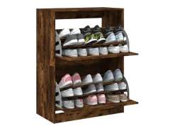 Mueble zapatero 2 cajones abatibles roble ahumado 80x42x108 cm ES807671