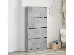 Mueble zapatero 4 cajones abatibles gris hormigón 80x21x163,5cm ES632639