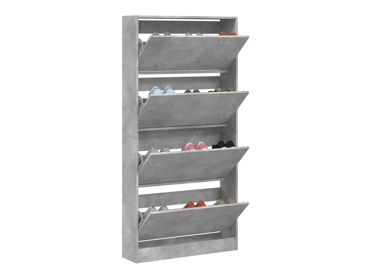 Mueble zapatero 4 cajones abatibles gris hormigón 80x21x163,5cm ES632639