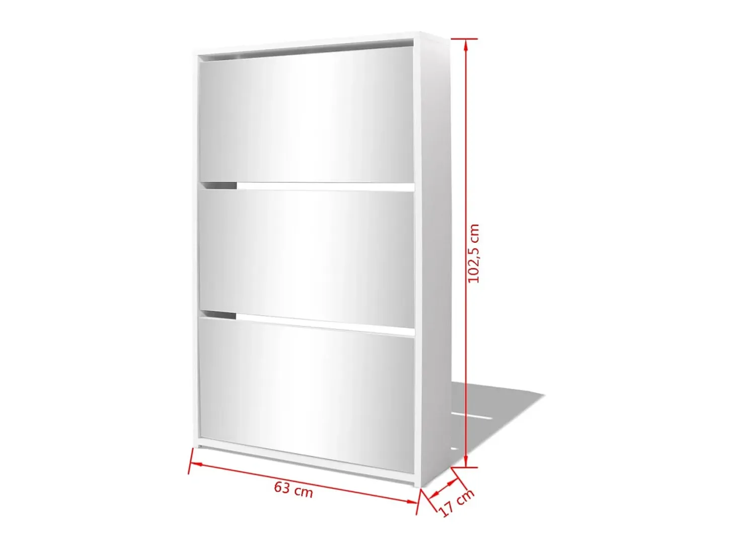 Mueble zapatero 3 niveles y espejo blanco 63x17x102,5 cm ES408565