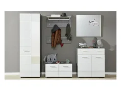 Mueble zapatero 2 puertas 1 cajón blanco brillo y gris ceniza 2 puertas 1 cajón Kinzo 80 cm