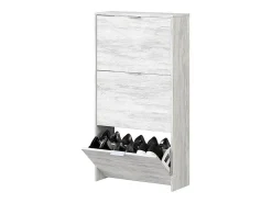 Mueble Zapatero 3 Puertas con Gran Capacidad con Acabado en Color Roble Gris Blanqueado - Dim: 60 cm (Ancho) x 113 cm (Alto) x 22 cm (Fondo)