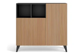 Mueble zapatero almacenaje - A87cm x L90cm x F27cm gris grafito puertas vallado - Moss