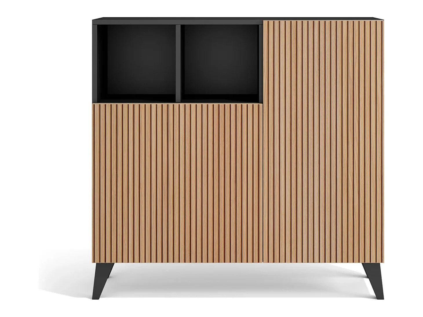 Mueble zapatero almacenaje - A87cm x L90cm x F27cm gris grafito puertas vallado - Moss