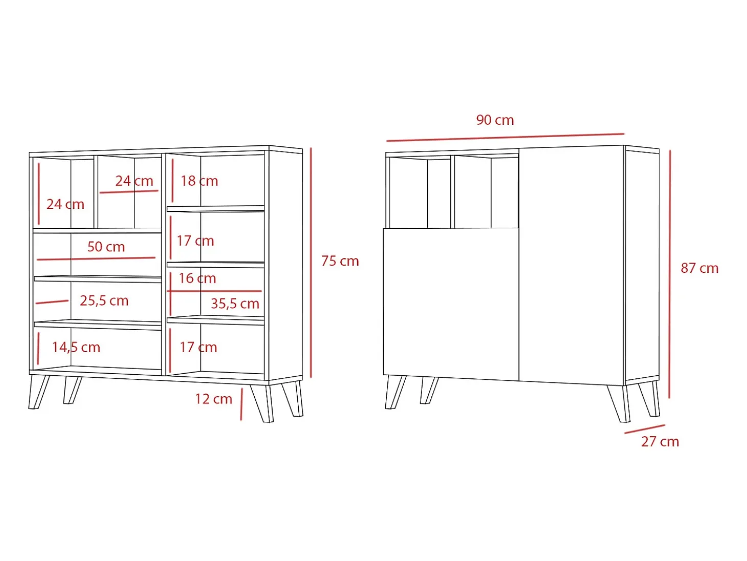 Mueble zapatero almacenaje - A87cm x L90cm x F27cm gris grafito puertas vallado - Moss