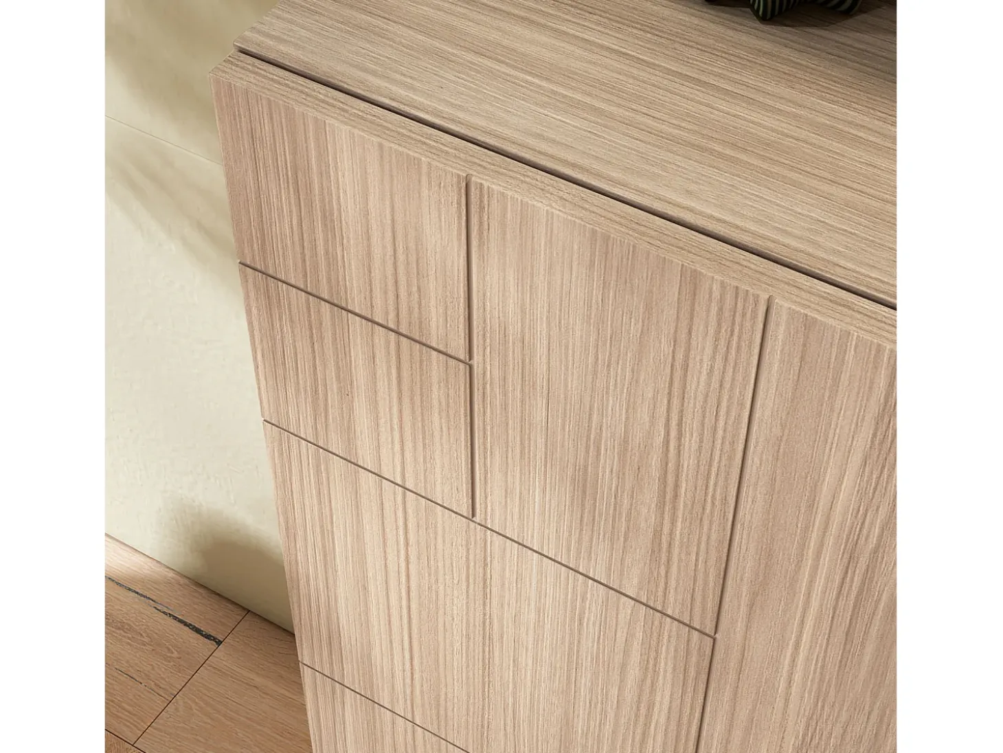 Mueble zapatero almacenaje - A87cm x L90cm x F27cm nogal claro patas moka - Bergen