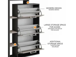 Mueble zapatero antracita/gris 80x24.2x128.3 orlando