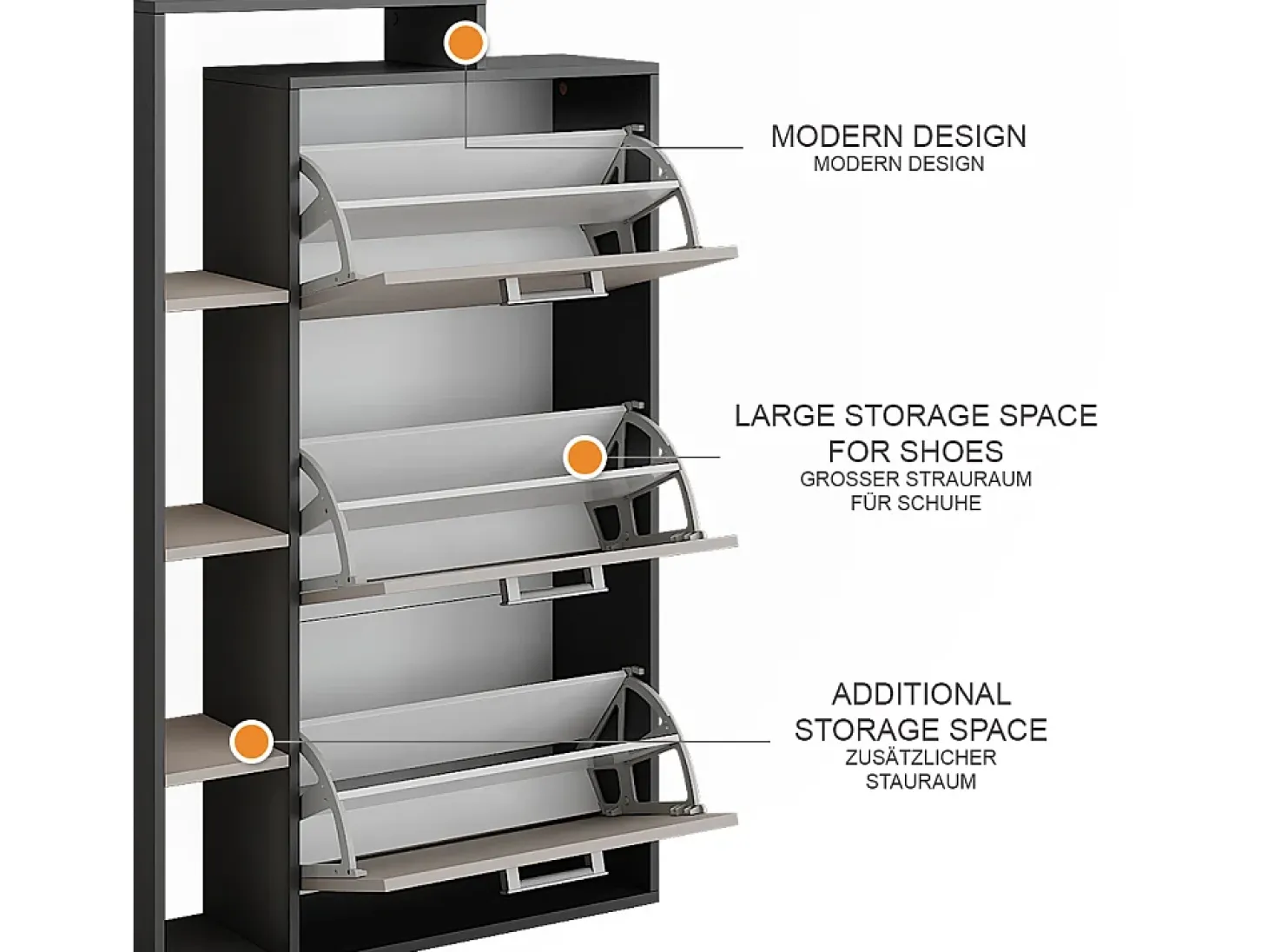 Mueble zapatero antracita/gris 80x24.2x128.3 orlando