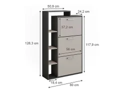 Mueble zapatero antracita/gris 80x24.2x128.3 orlando