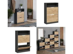 Mueble zapatero antracita/roble dorado 59x22x89.5 luca