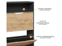 Mueble zapatero antracita/roble dorado 59x22x89.5 luca