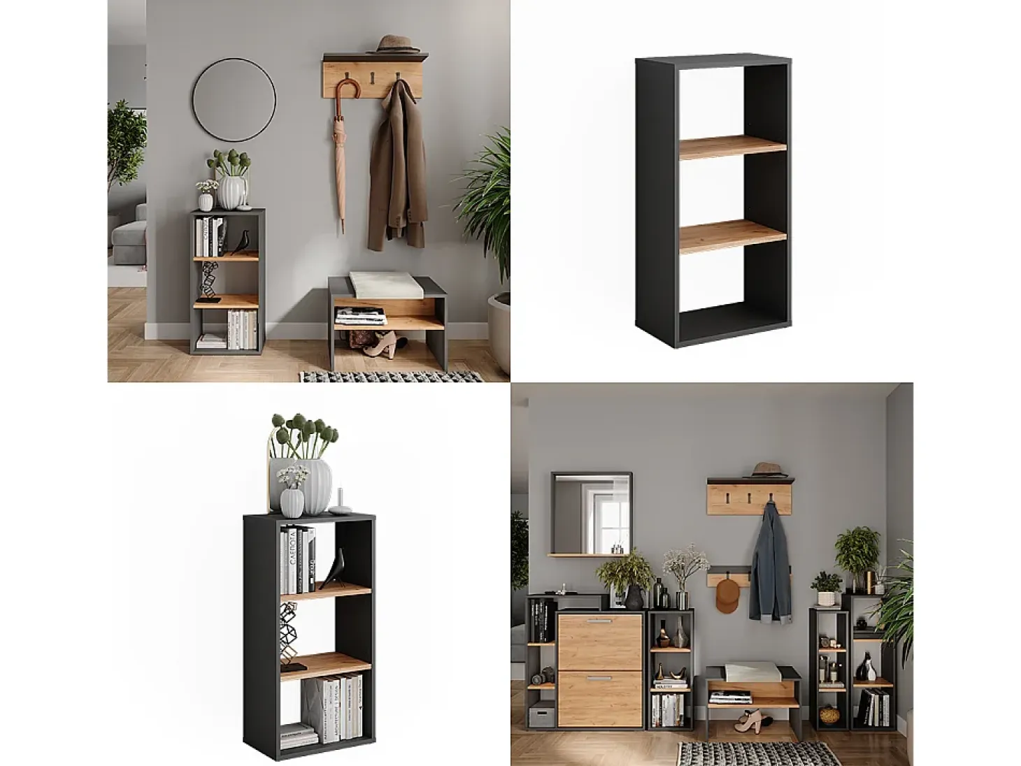 Mueble zapatero antracita/roble dorado 40x24x80.1 orlando