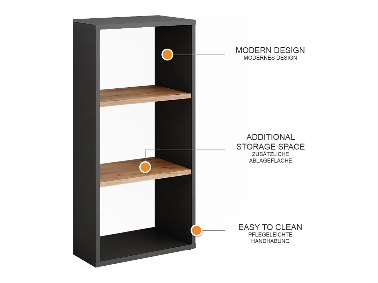 Mueble zapatero antracita/roble dorado 40x24x80.1 orlando