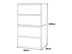 Mueble Zapatero Blanco Brillante 60x36x100 cm – Estantería de Almacenamiento para la Entrada Estilo Loft