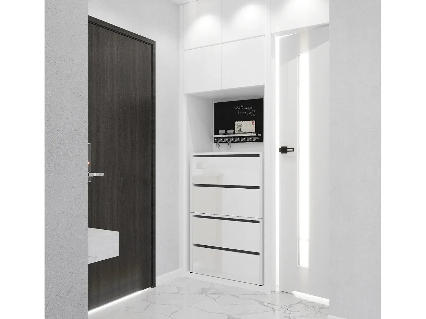 Mueble Zapatero Blanco Brillante 60x36x100 cm – Estantería de Almacenamiento para la Entrada Estilo Loft