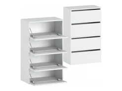 Mueble Zapatero Blanco Mate 60x36x100 cm – Estantería de Almacenamiento para la Entrada Estilo Loft