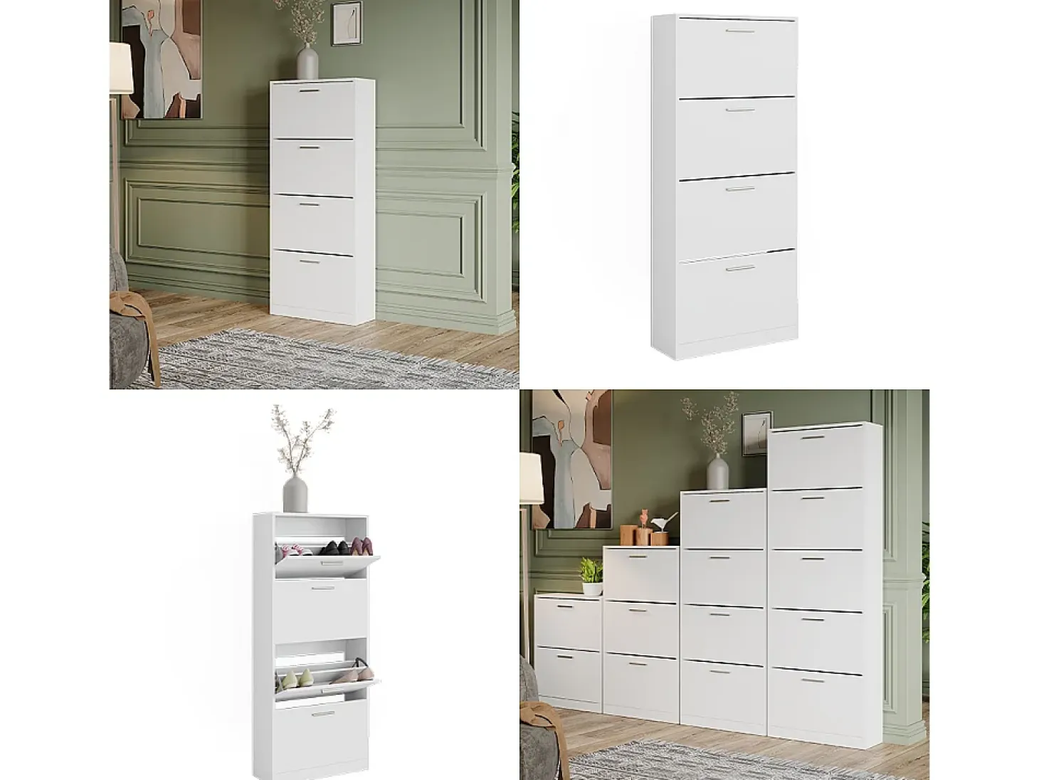 Mueble zapatero blanco 59x22x137 gizmo