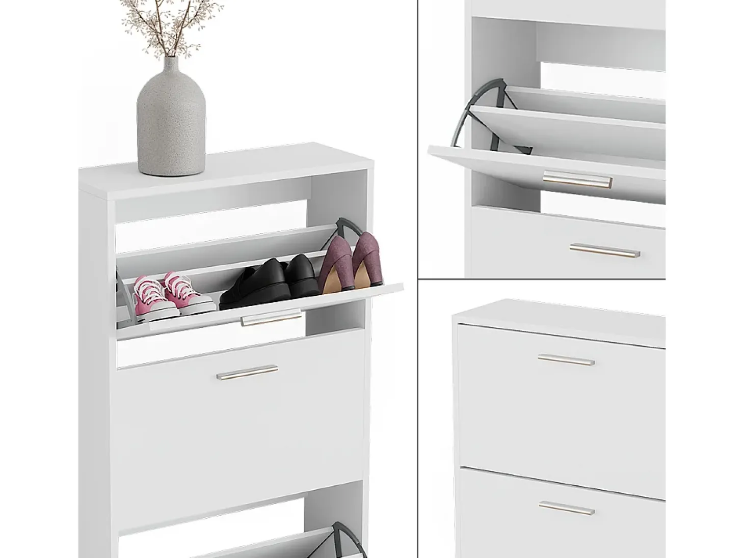 Mueble zapatero blanco 59x22x137 gizmo