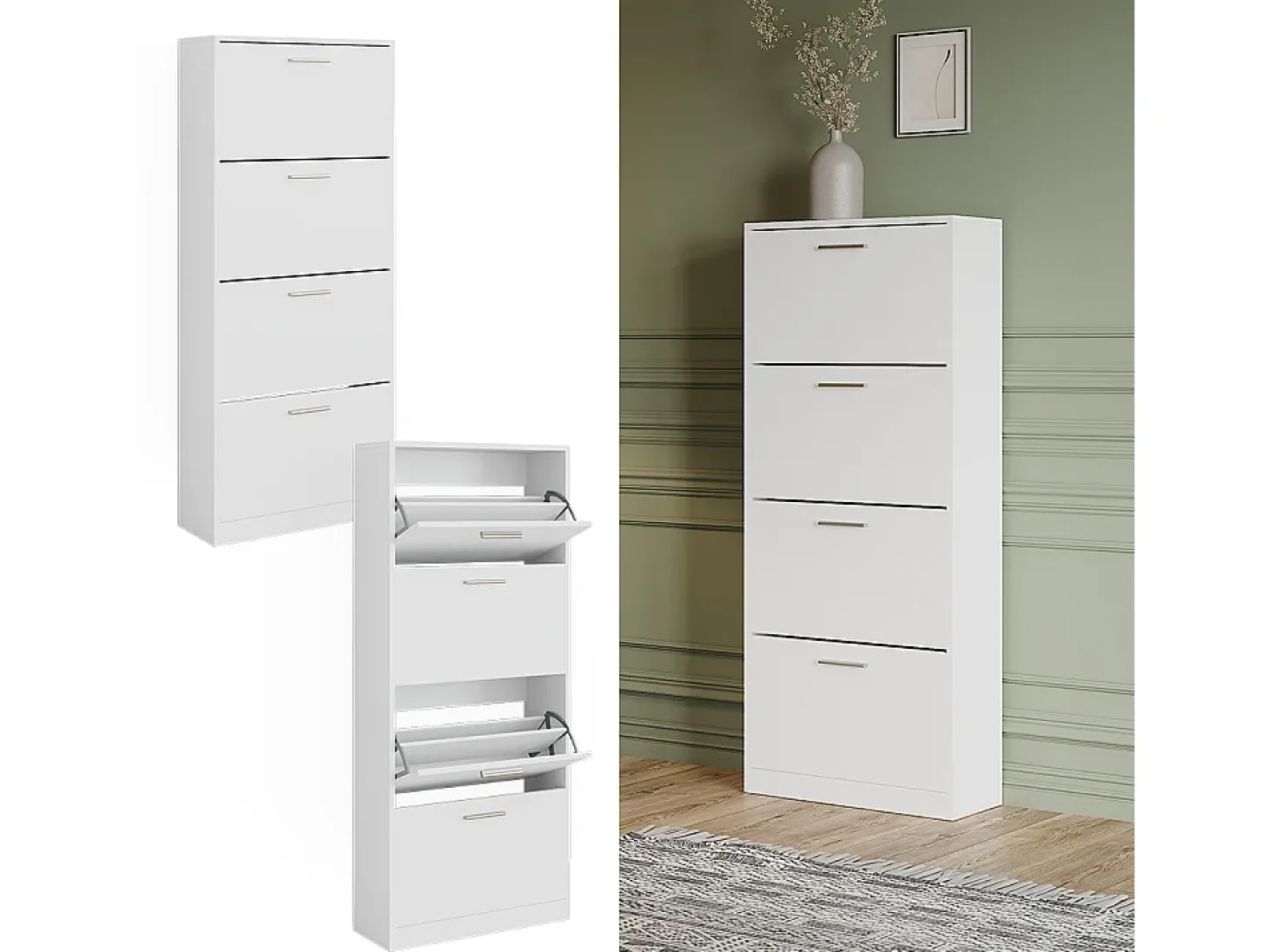 Mueble zapatero blanco 59x22x137 gizmo