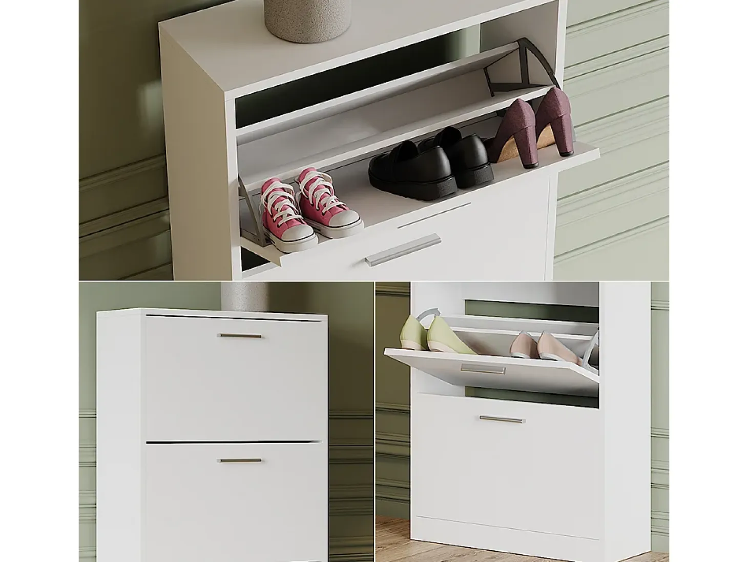 Mueble zapatero blanco 59x22x137 gizmo