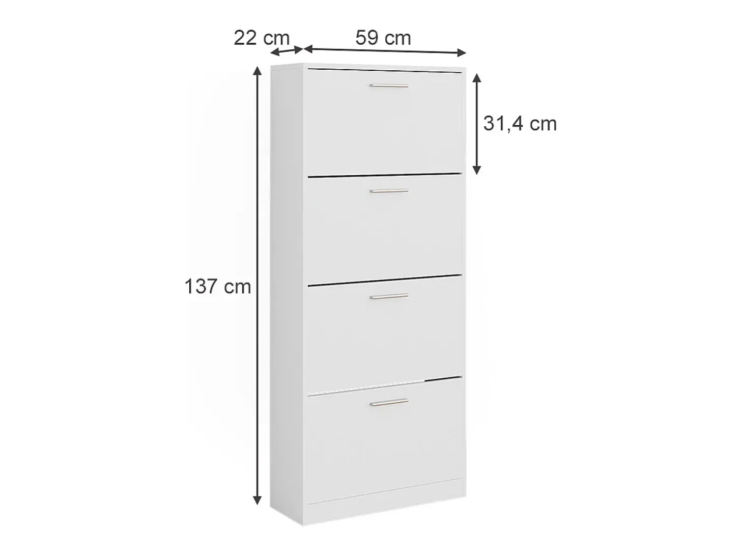 Mueble zapatero blanco 59x22x137 gizmo