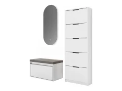 Mueble zapatero blanco 59x22x169 luca
