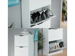 Mueble zapatero blanco 59x22x137 luca