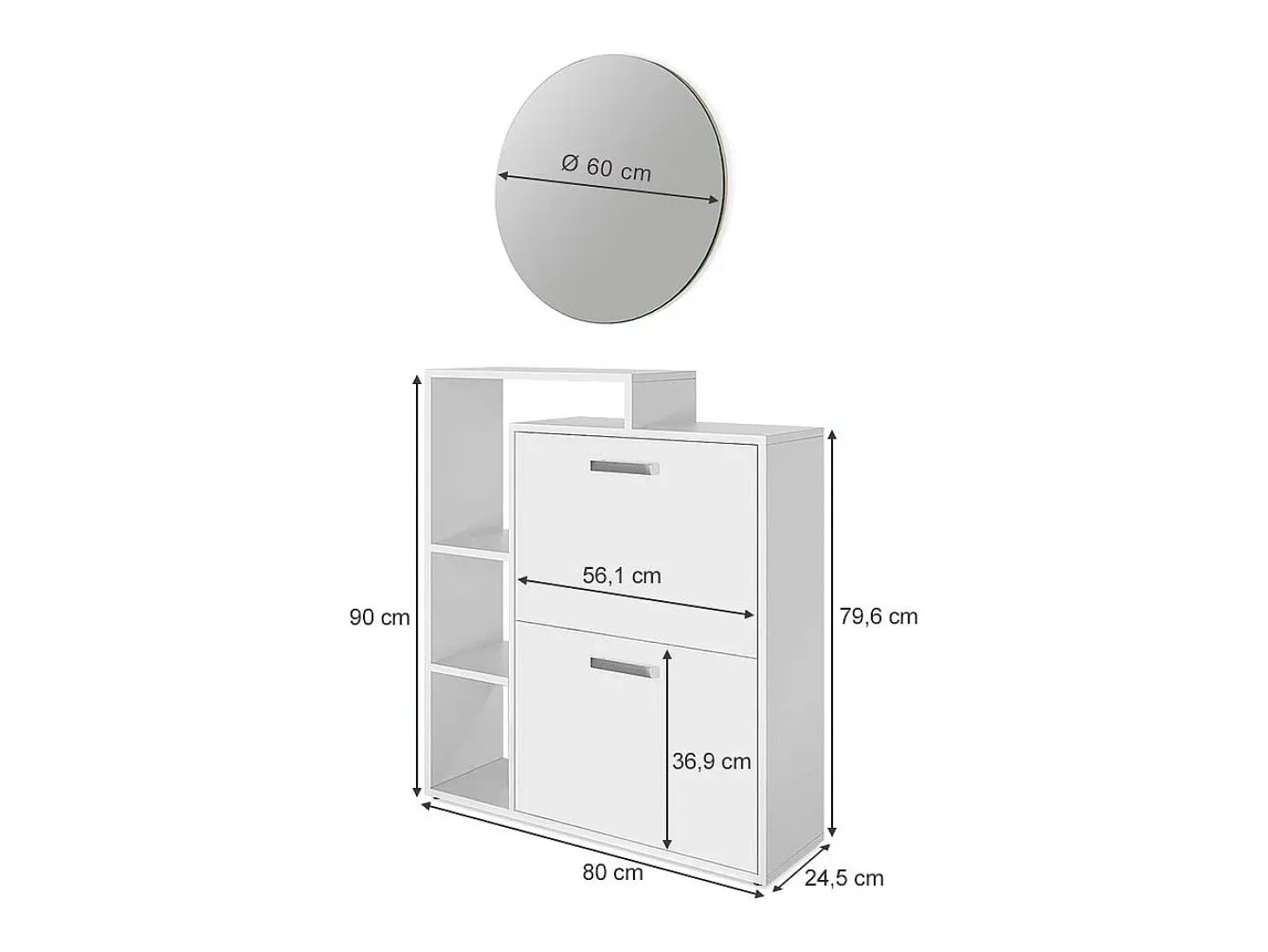 Mueble zapatero blanco 80x25x90 orlando