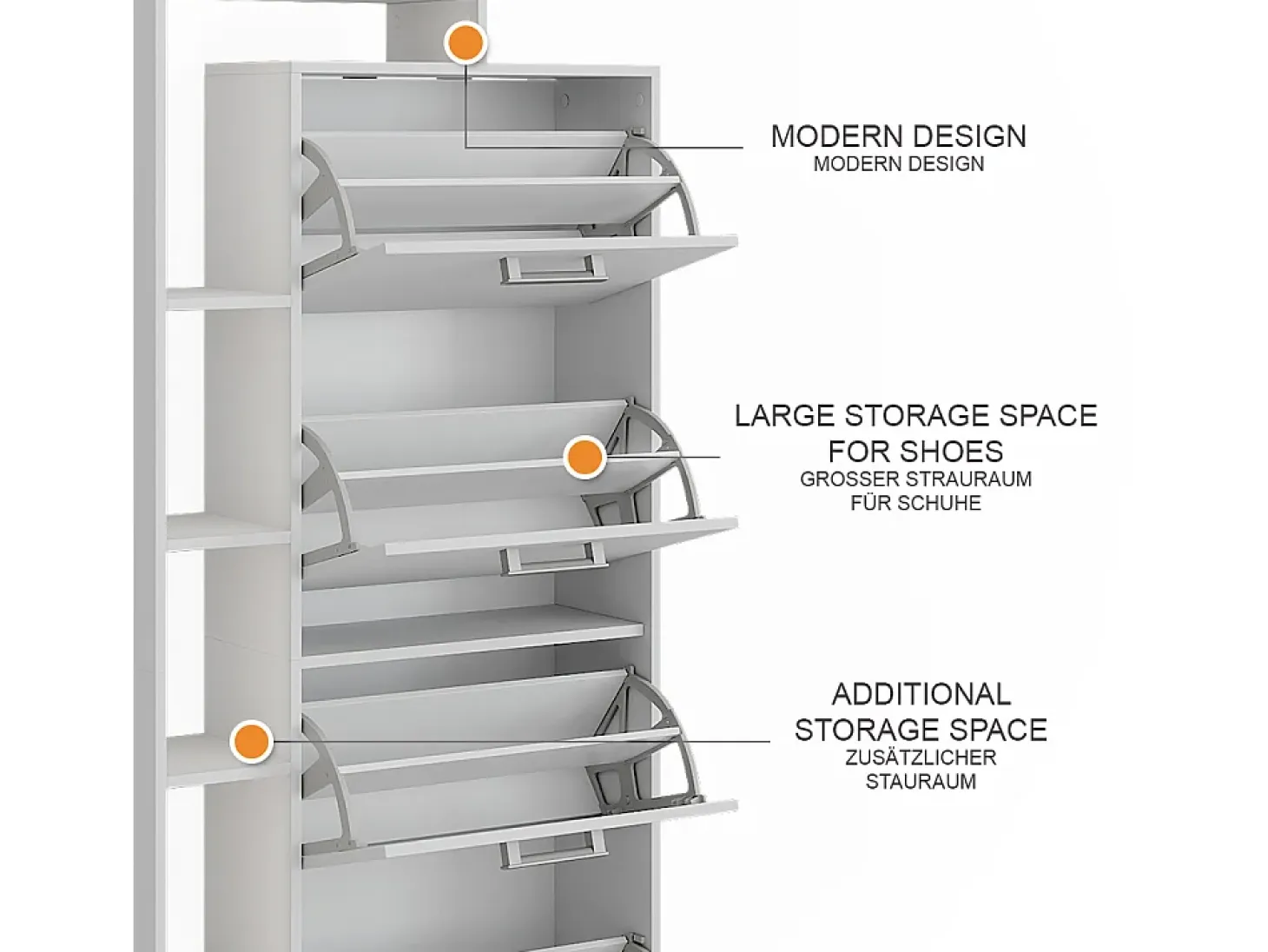 Mueble zapatero blanco 80x24.2x166.1 orlando