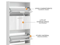 Mueble zapatero blanco/blanco alto brillo 59x22x137 gizmo