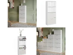 Mueble zapatero blanco/blanco alto brillo 59x22x137 gizmo