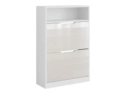 Mueble zapatero blanco/blanco alto brillo 59x22x89.5 luca