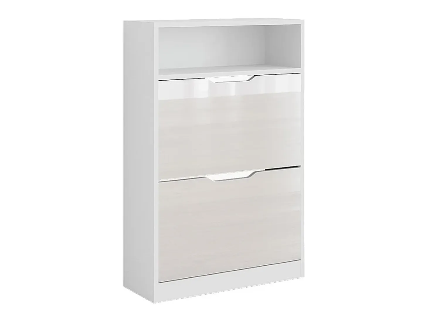 Mueble zapatero blanco/blanco alto brillo 59x22x89.5 luca