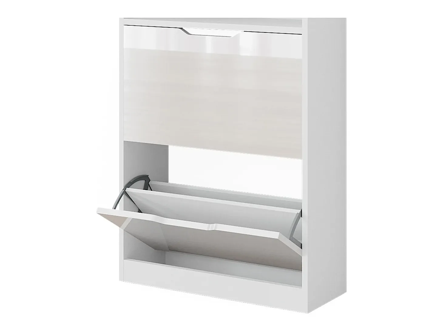 Mueble zapatero blanco/blanco alto brillo 59x22x89.5 luca