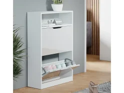 Mueble zapatero blanco/blanco alto brillo 59x22x89.5 luca