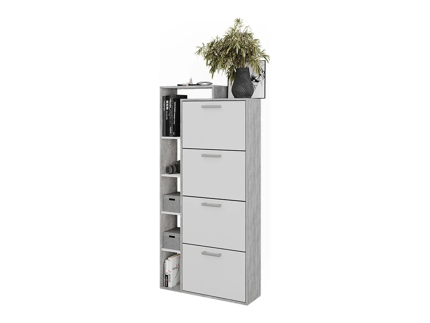 Mueble zapatero blanco/hormigón 80x24.2x166.1 orlando