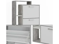 Mueble zapatero blanco/hormigón 80x24.2x166.1 orlando