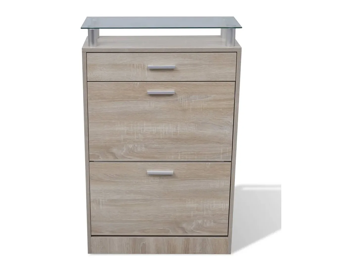 Mueble zapatero cajón y estante superior vidrio aspecto madera ES865908