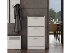 Mueble Zapatero Color Blanco 116x60x28 cm – 3 Puertas Abatibles – Ideal para Entrada o Dormitorio