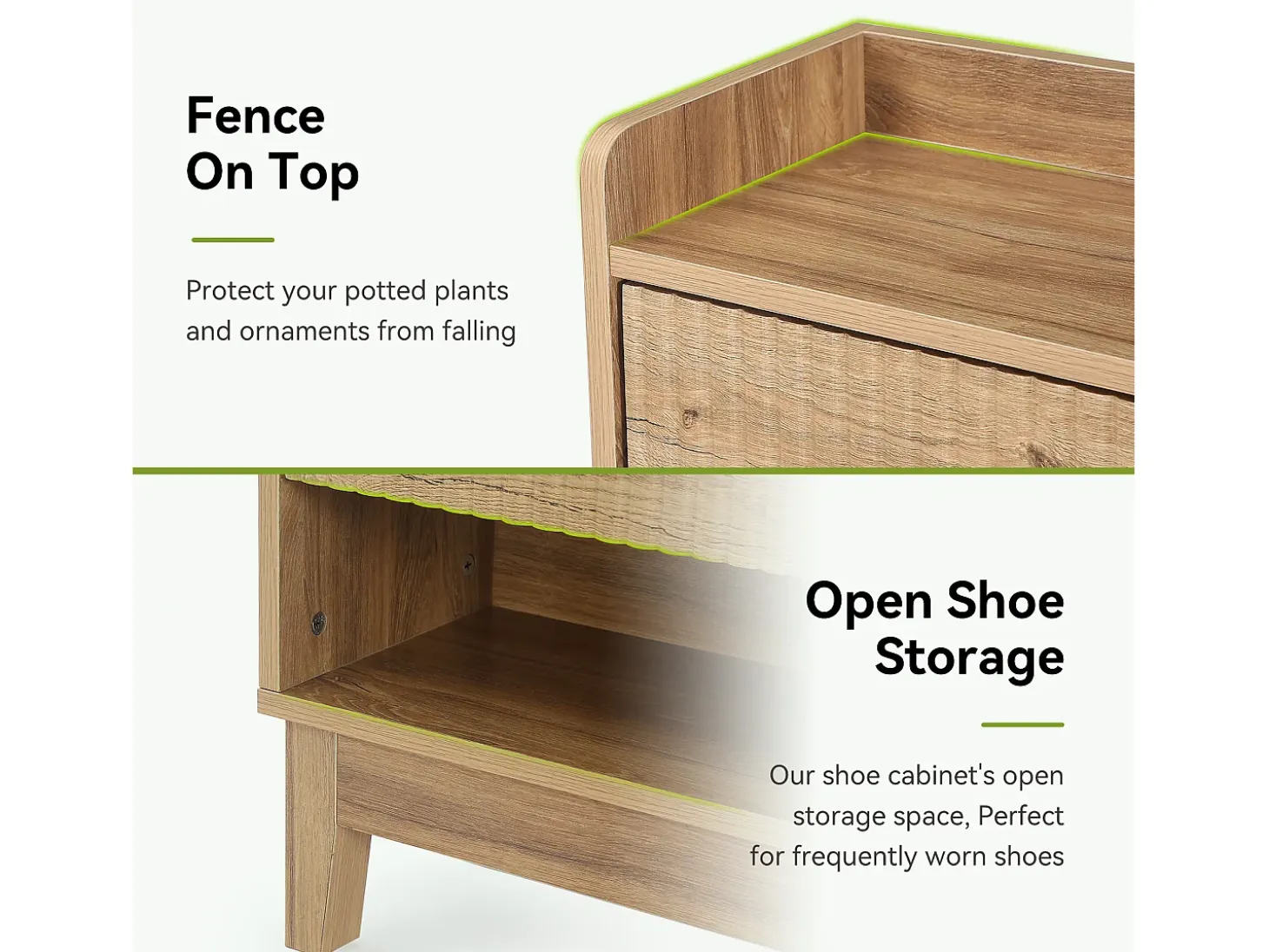Mueble zapatero con 2 cajones basculantes, almacenamiento oculto de zapatos con estante abierto