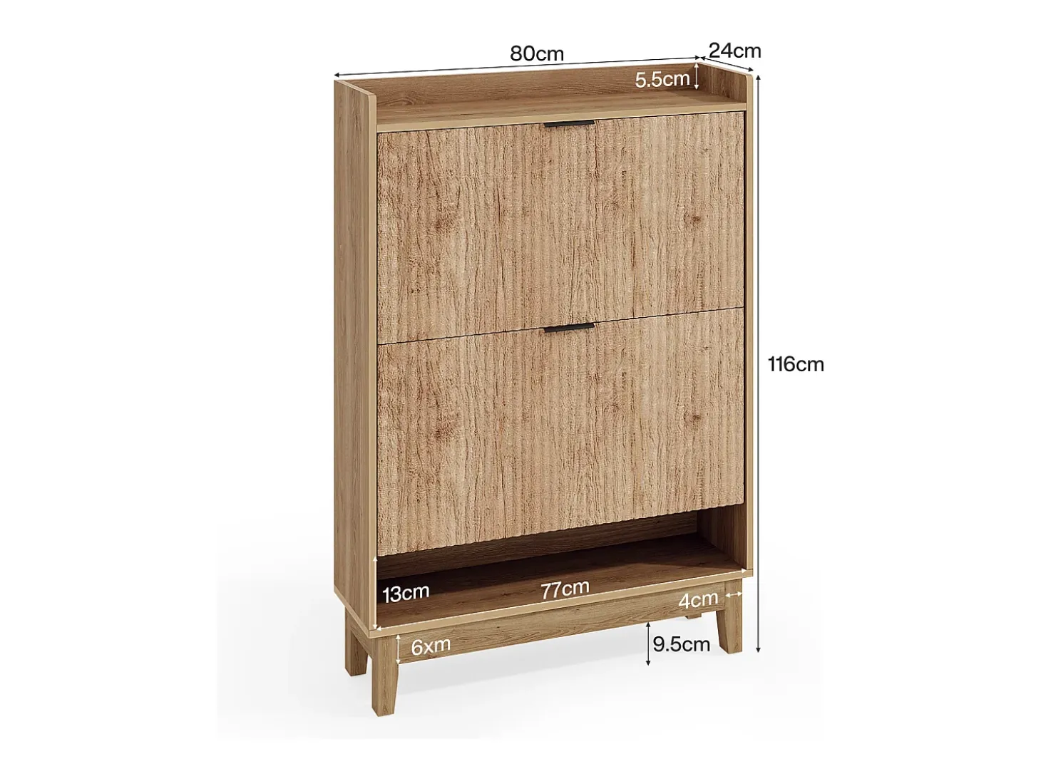 Mueble zapatero con 2 cajones basculantes, almacenamiento oculto de zapatos con estante abierto