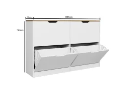 Mueble zapatero con 4 compartimentos abatibles - Blanco y natural - LOTULA