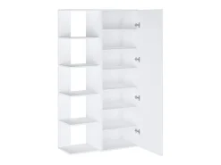 Mueble zapatero con 4 estantes y 1 puerta espejo - Blanco - SYLANY