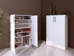 Mueble zapatero con 2 puertas en color blanco MATHIAS