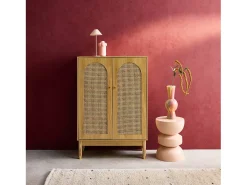 Mueble zapatero con 2 puertas de caña natural