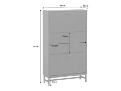 Mueble zapatero con 3 puertas acanaladas negro