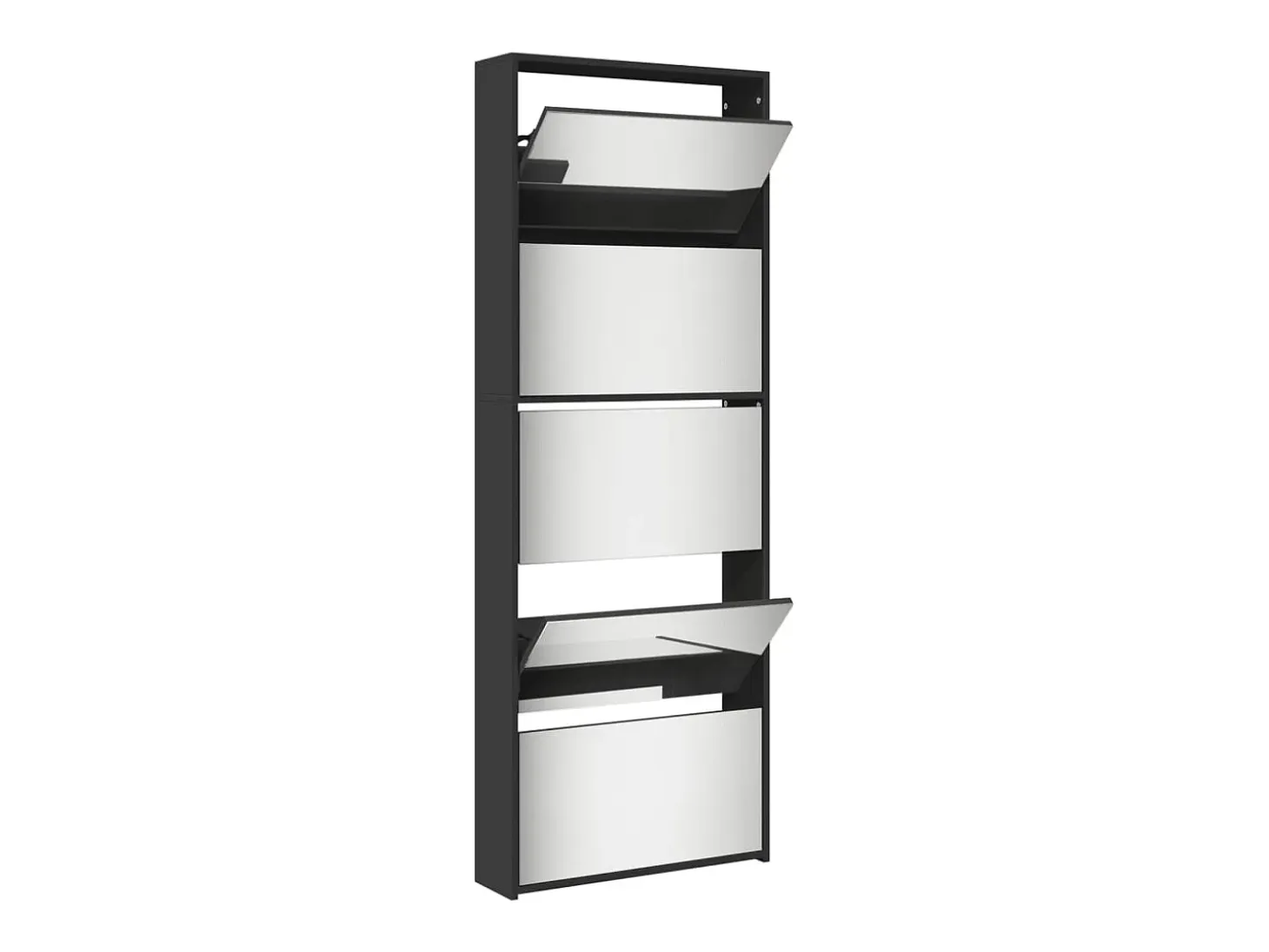 Mueble zapatero con espejo 5 niveles negro 63x17x169,5 cm ES799277